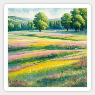 Watercolor Inspired Meadow Scenery Sticker